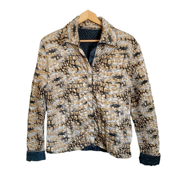 UbU reversible Quilted Crickle Front Zip Jacket Size M - Picture 1 of 9